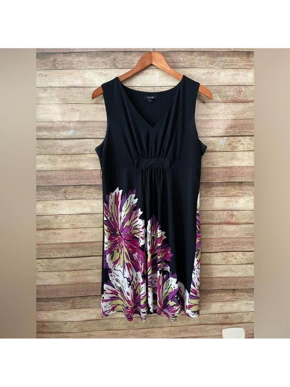 APT.9 Women's Black V-Neck Sleeveless Casual Knee Length Dress Size L
